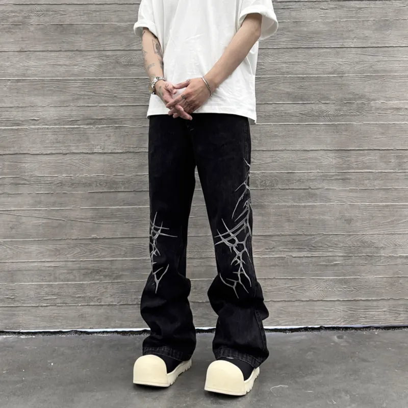 NEVER RULE Jeans Unisex Texture Black-4