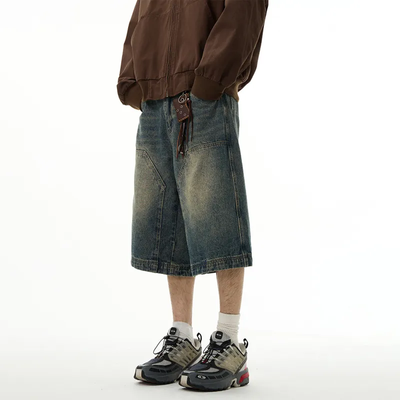 TESTUNG Denim Shorts Unisex Blue Single Item-2