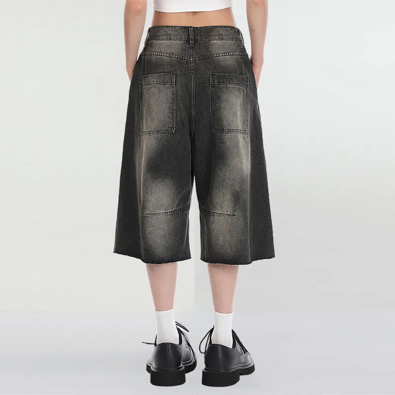 NEVER RULE Denim Shorts Unisex Black-0