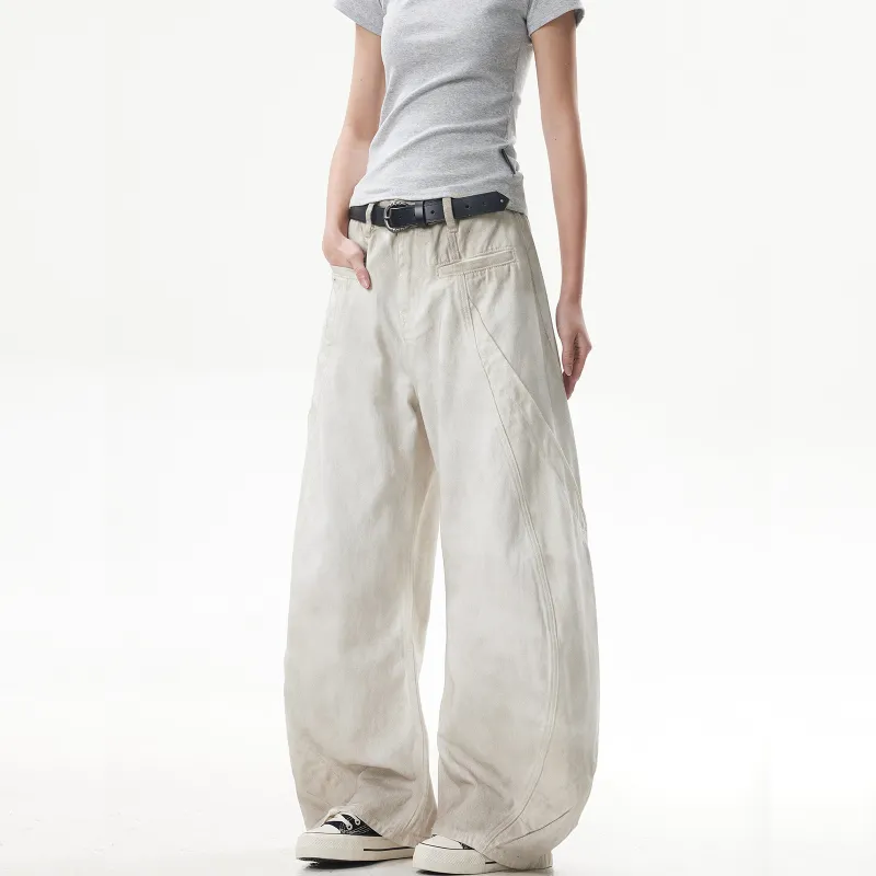 NEVER RULE Casual Pants Unisex Dirty White-3