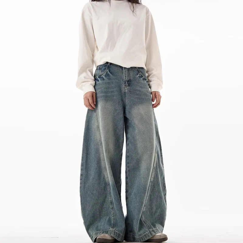 NEVER RULE Jeans Unisex Washed Blue-1