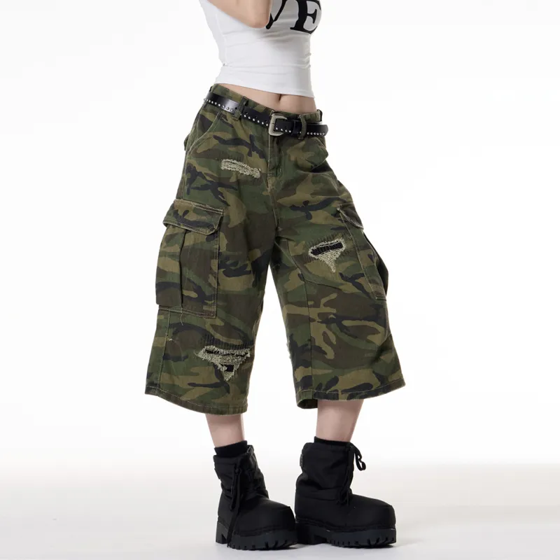 NEVER RULE Denim Shorts Unisex Army Green-3