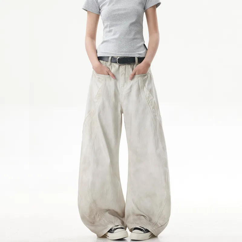 NEVER RULE Casual Pants Unisex Dirty White-2