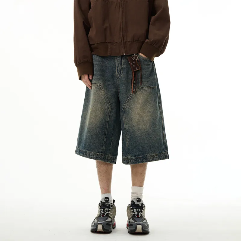 TESTUNG Denim Shorts Unisex Blue Single Item-5