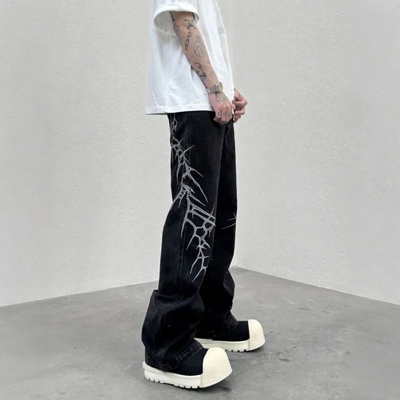 NEVER RULE Jeans Unisex Texture Black-6