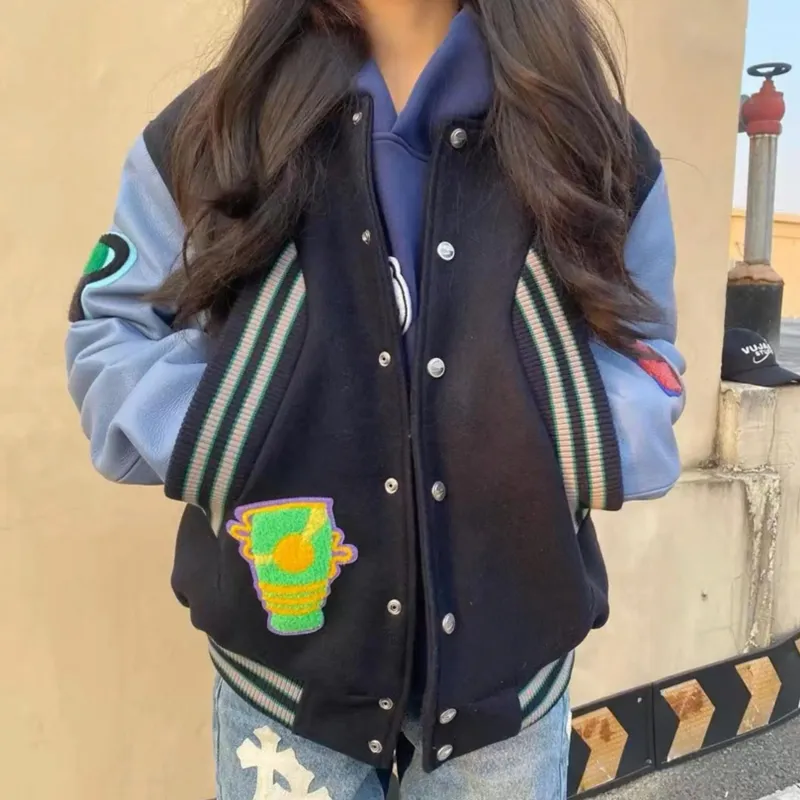 TESTUNG Baseball Jacket Unisex Navy Blue-6