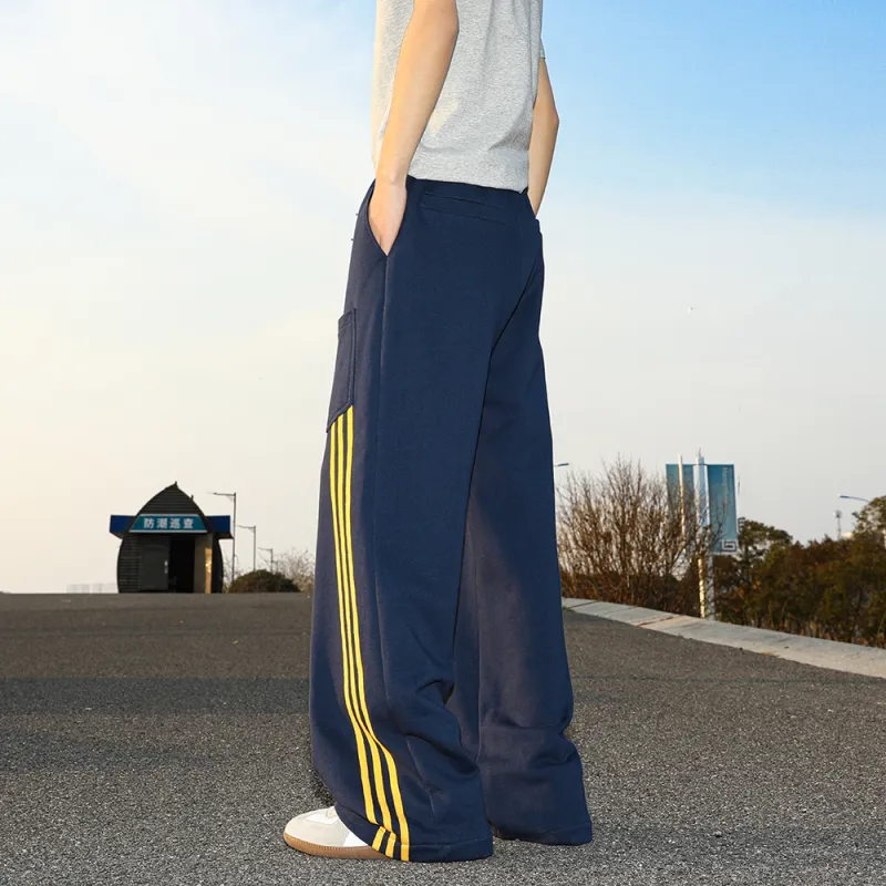 NEVER RULE Casual Pants Unisex Navy Blue-1