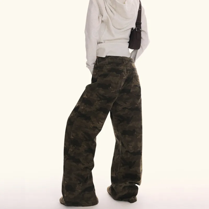 NEVER RULE Casual Pants Unisex Camouflage Brown-2