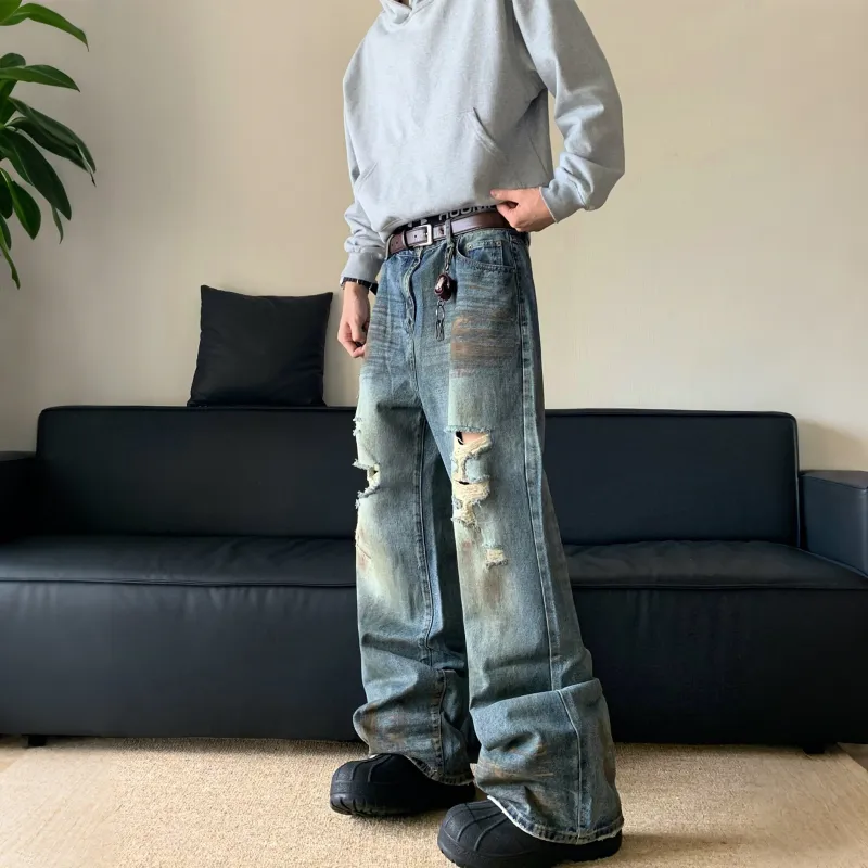 NEVER RULE Jeans Unisex Vintage Blue-3