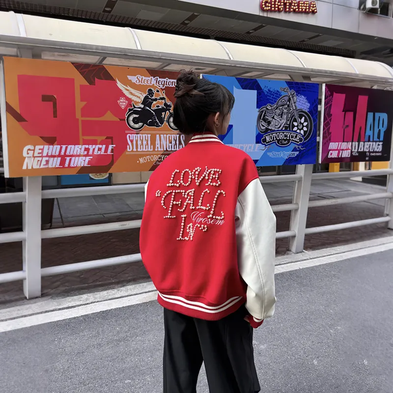 NEVER RULE Baseball Jacket Unisex Red-4