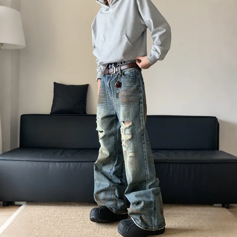 NEVER RULE Jeans Unisex Vintage Blue-2