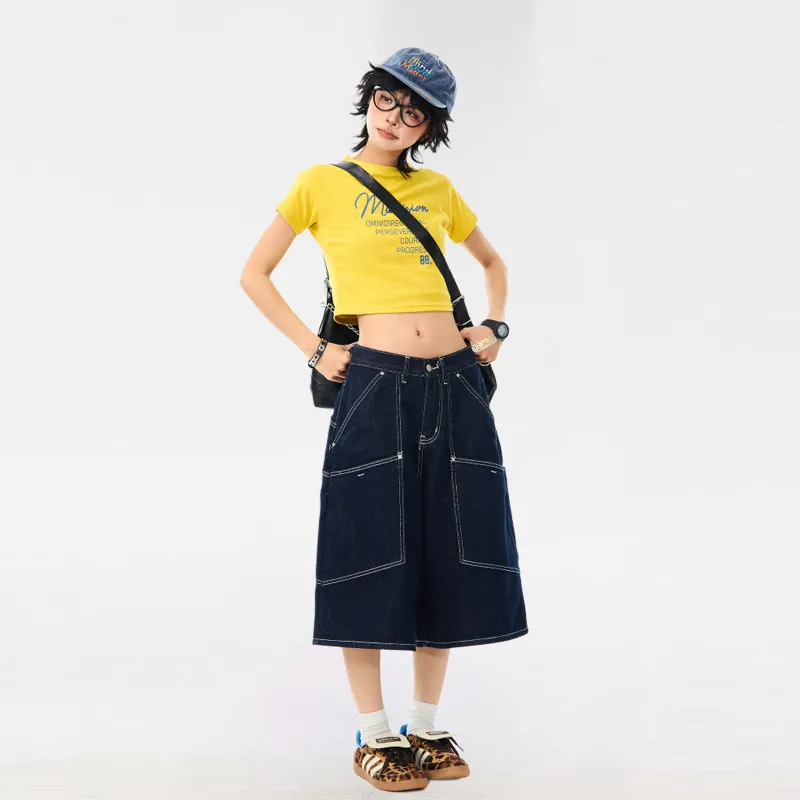 NEVER RULE Denim Shorts Unisex Nostalgic Blue-1