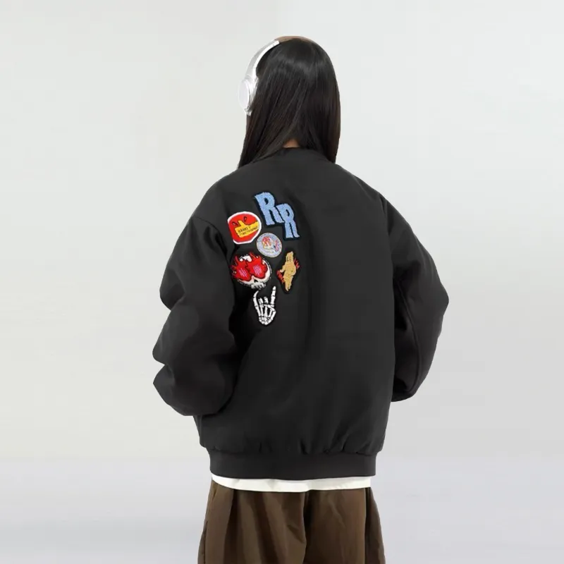 NEVER RULE Baseball Jacket Unisex Black-1