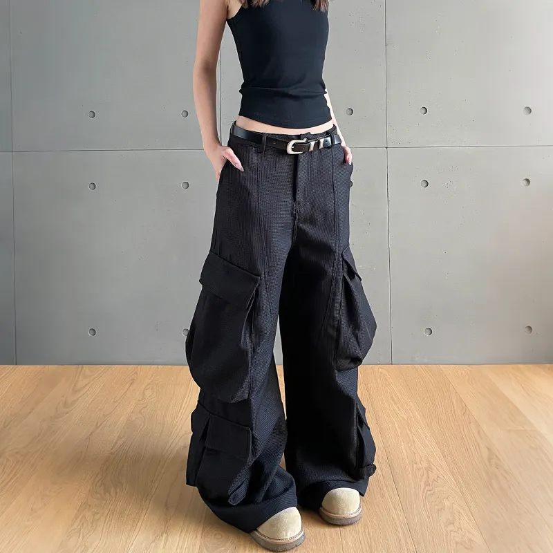 NEVER RULE Casual Pants Unisex Texture Black-2