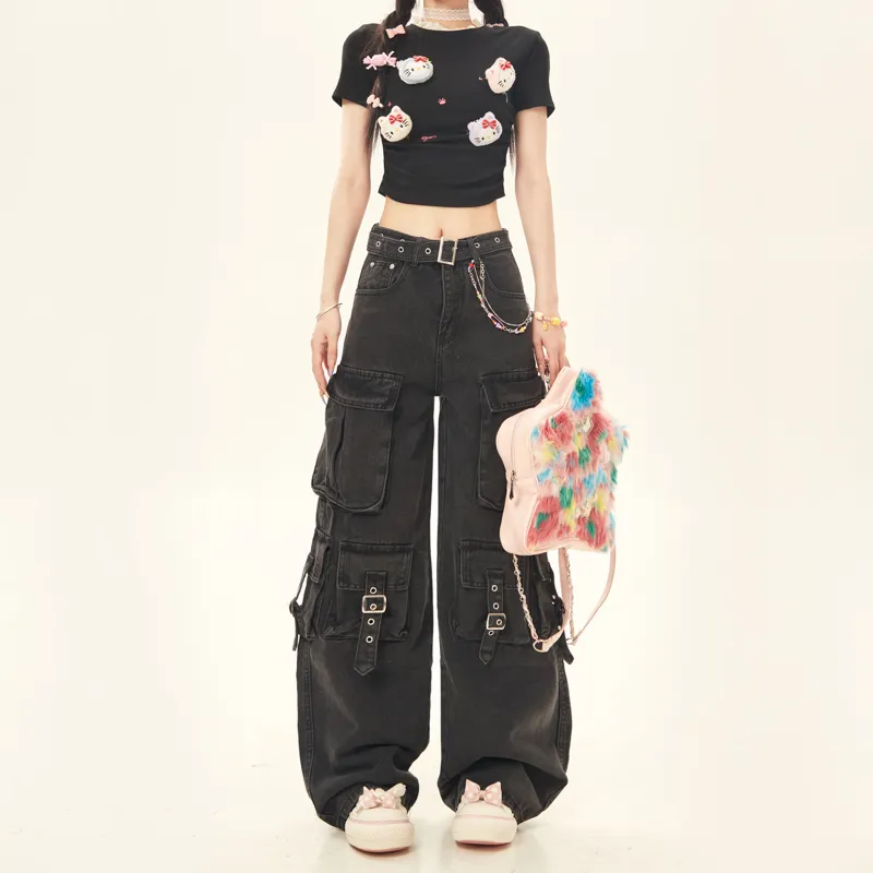 NEVER RULE Cargo Pants Unisex Vintage Black-2