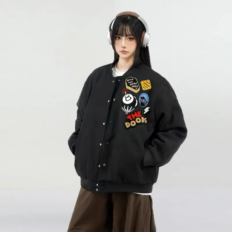NEVER RULE Baseball Jacket Unisex Black-3