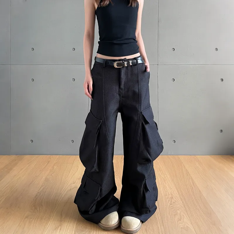 NEVER RULE Casual Pants Unisex Texture Black-4