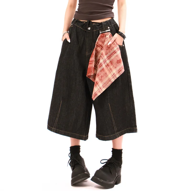 NEVER RULE Denim Shorts Unisex Matte Black-3