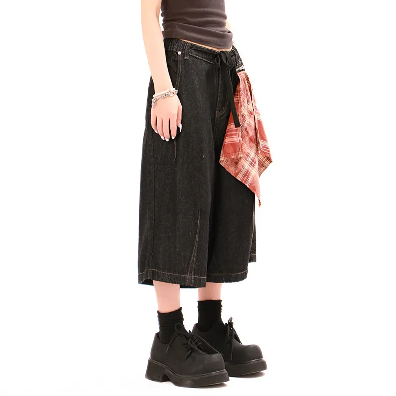NEVER RULE Denim Shorts Unisex Matte Black-4