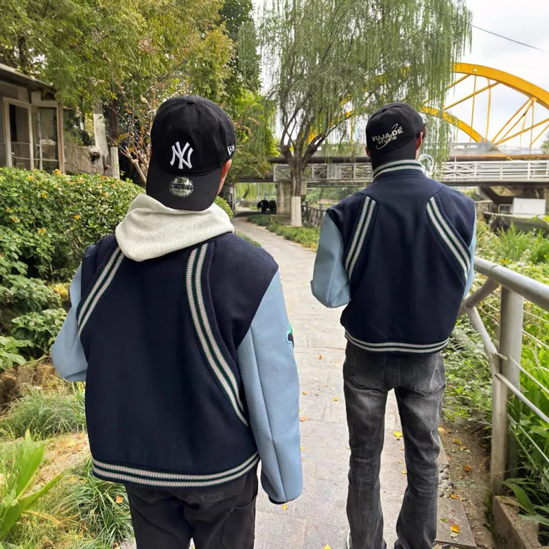 NEVER RULE Baseball Jacket Unisex Navy Blue-5