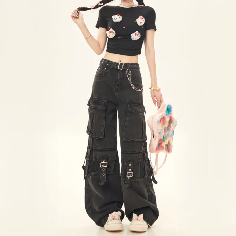 NEVER RULE Cargo Pants Unisex Vintage Black-1