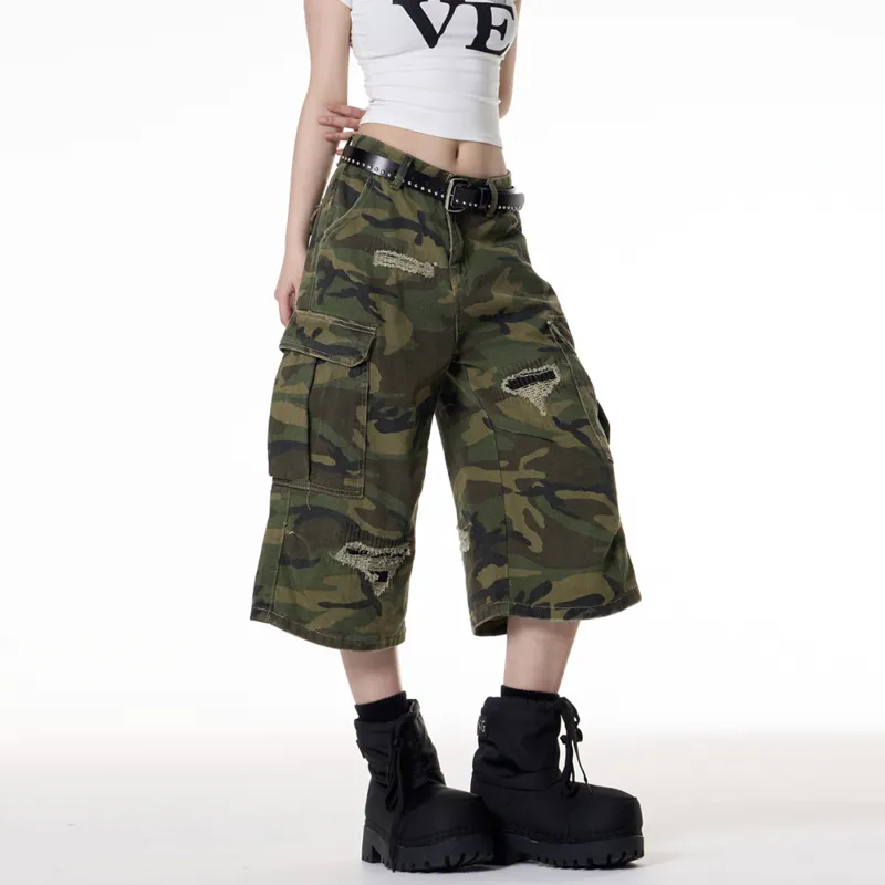 NEVER RULE Denim Shorts Unisex Army Green-1