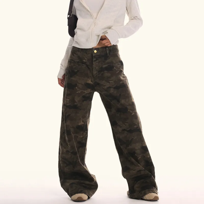 NEVER RULE Casual Pants Unisex Camouflage Brown-1