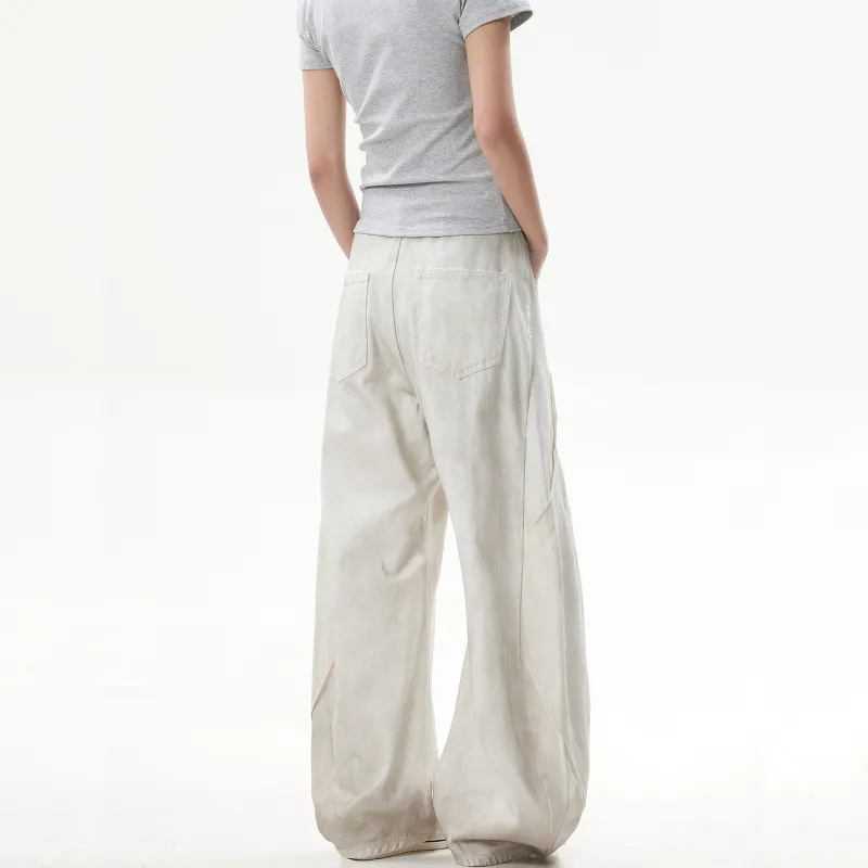 NEVER RULE Casual Pants Unisex Dirty White-5