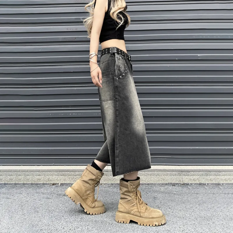 NEVER RULE Denim Shorts Unisex Black-3