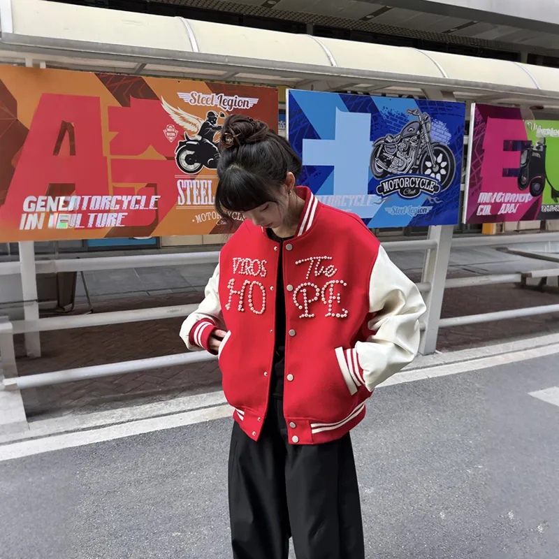 NEVER RULE Baseball Jacket Unisex Red-2