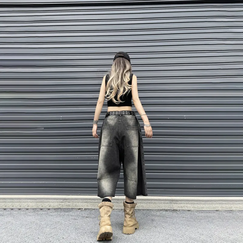 NEVER RULE Denim Shorts Unisex Black-1