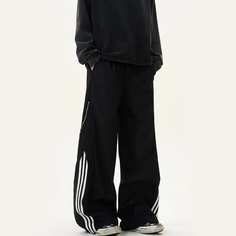 PAINT STAIN Casual Pants Unisex Black-3