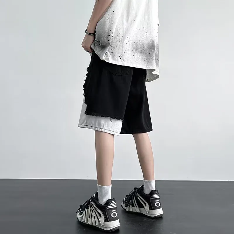 PAINT STAIN Denim Shorts Unisex-1