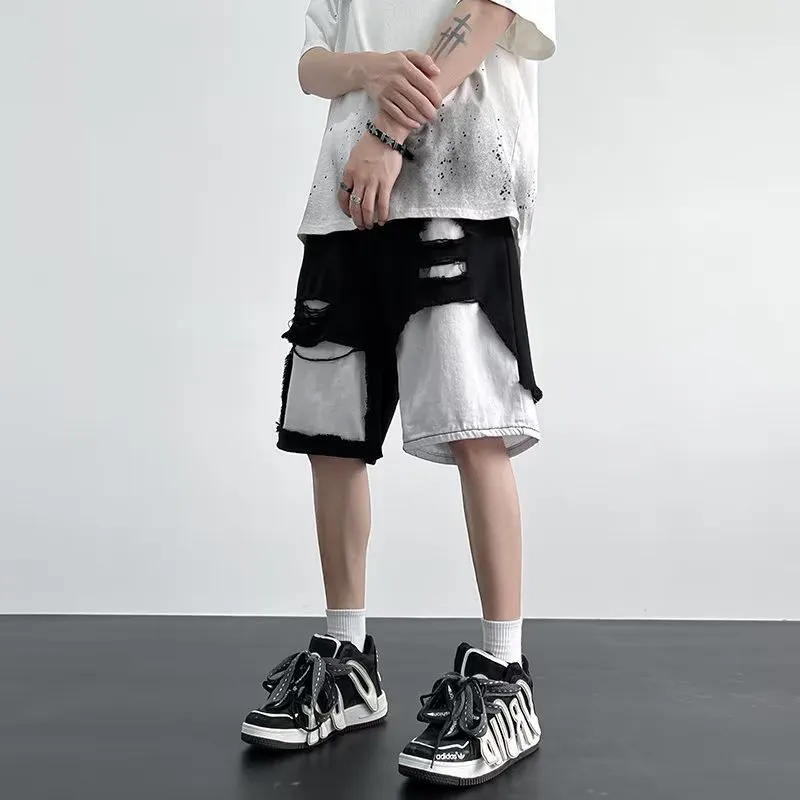 PAINT STAIN Denim Shorts Unisex-2