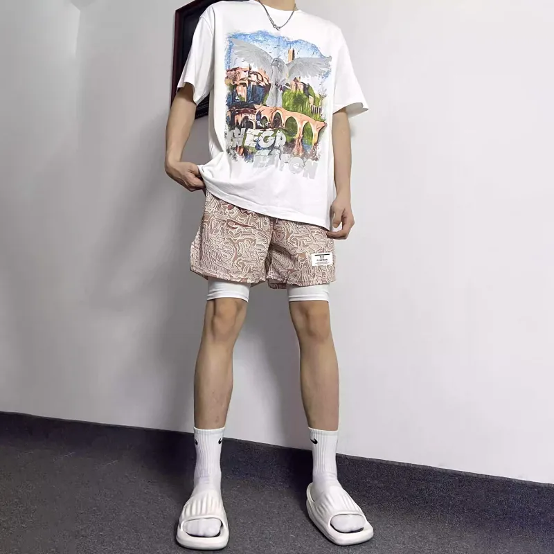 WHELVE Casual Shorts Unisex Red-6