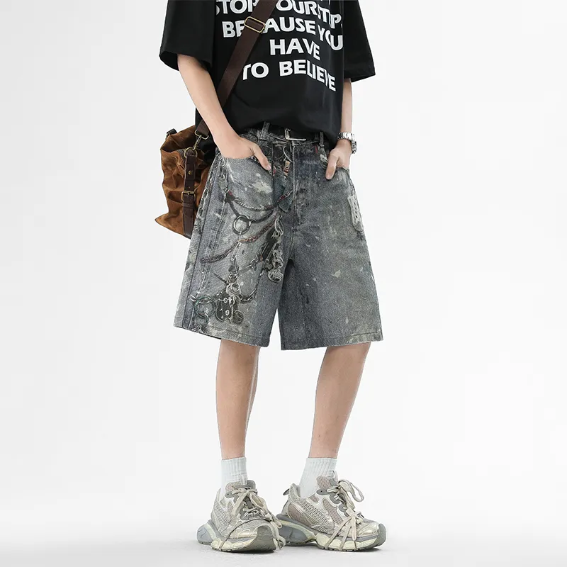 TESTUNG Denim Shorts Style Unisex Light Blue Tones-7