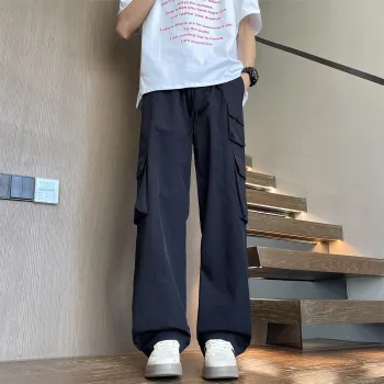 WHELVE Casual Pants Unisex Navy Blue