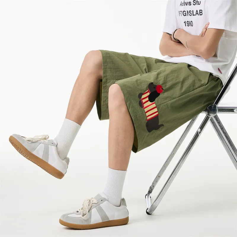 WHELVE Casual Shorts Unisex Green-4
