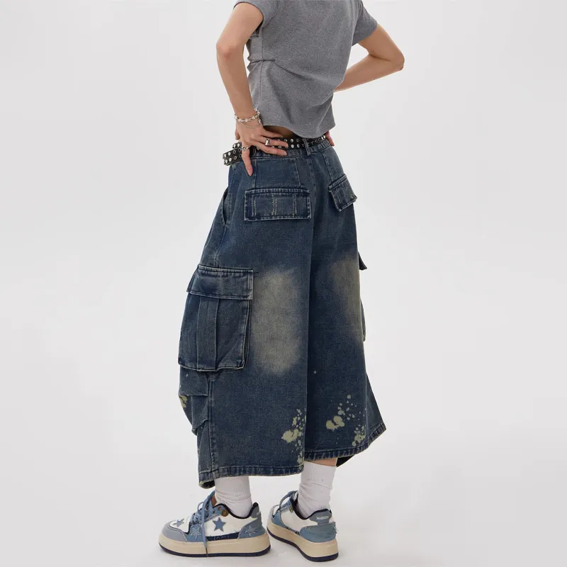 WHELVE Denim Shorts Unisex Blue-1