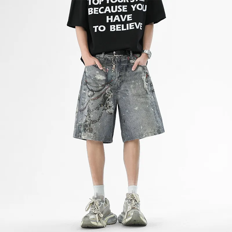 TESTUNG Denim Shorts Style Unisex Light Blue Tones-1