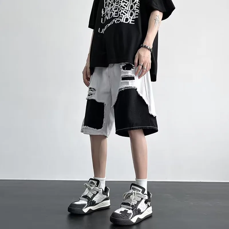 PAINT STAIN Denim Shorts Unisex-6
