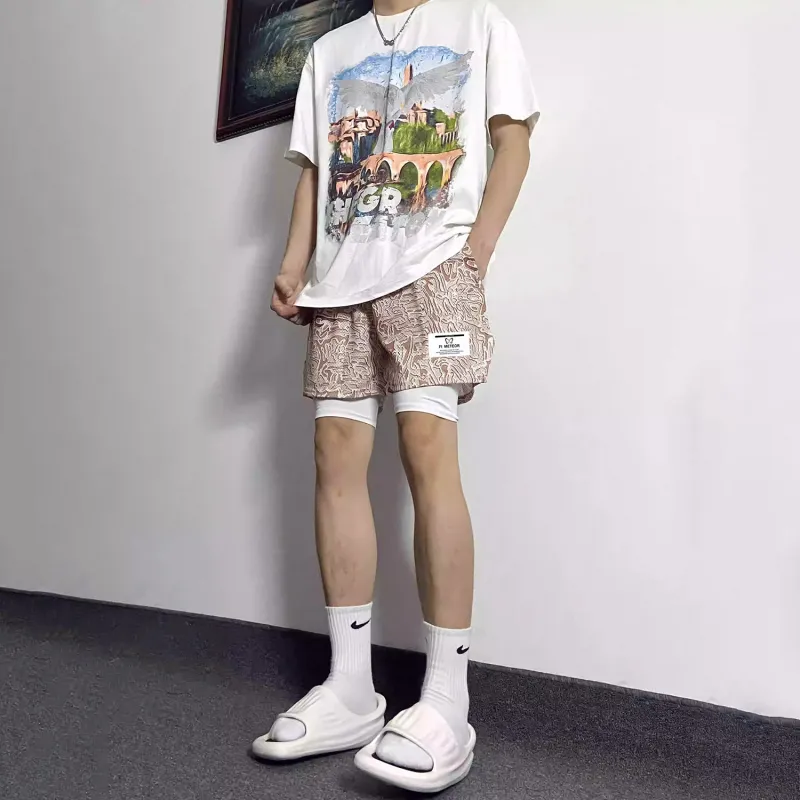 WHELVE Casual Shorts Unisex Red-9
