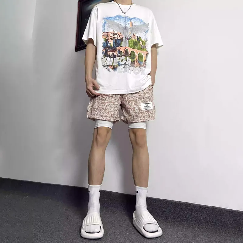 WHELVE Casual Shorts Unisex Red-7