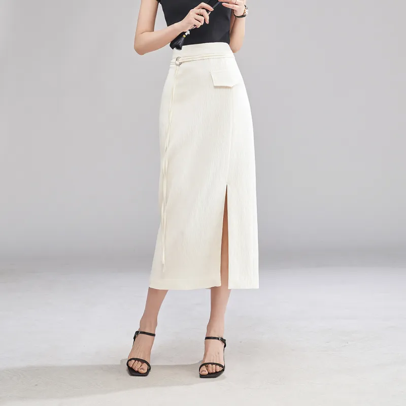 YALIDA Casual Long Skirts Women's White-3