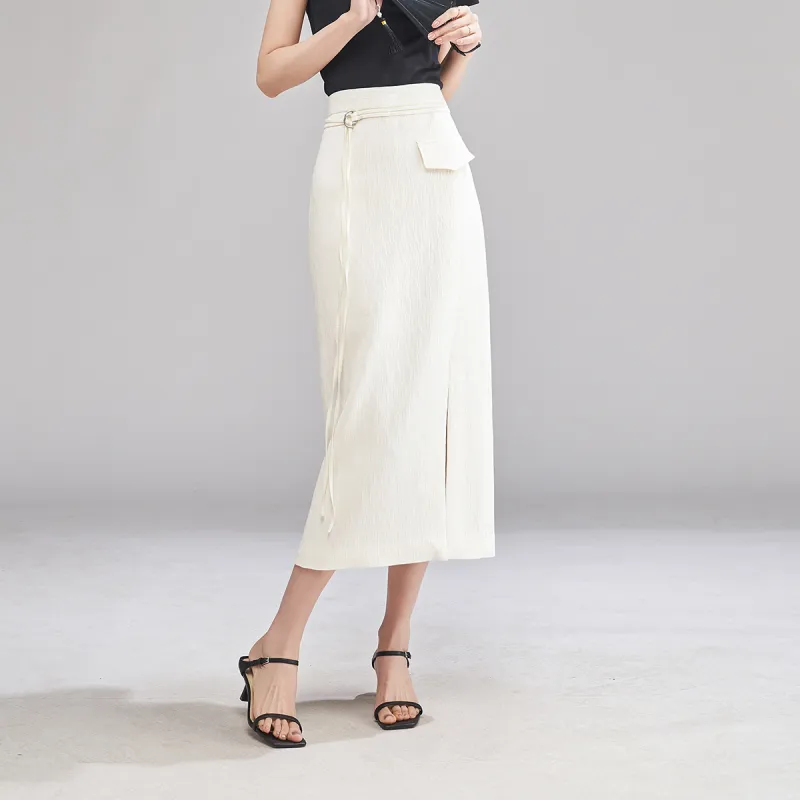 YALIDA Casual Long Skirts Women's White-5