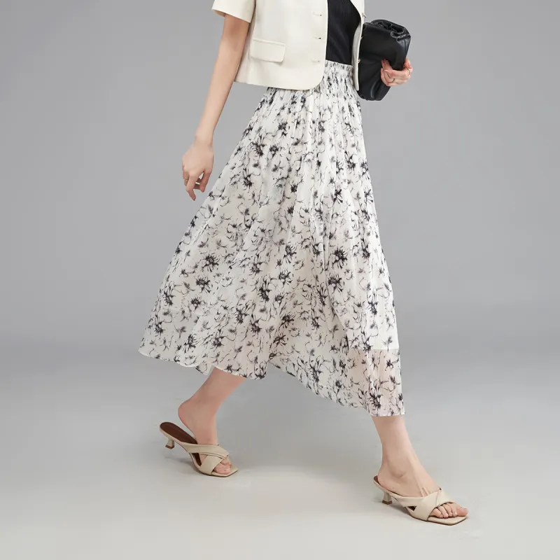 YALIDA Casual Long Skirts Women's Beige-5