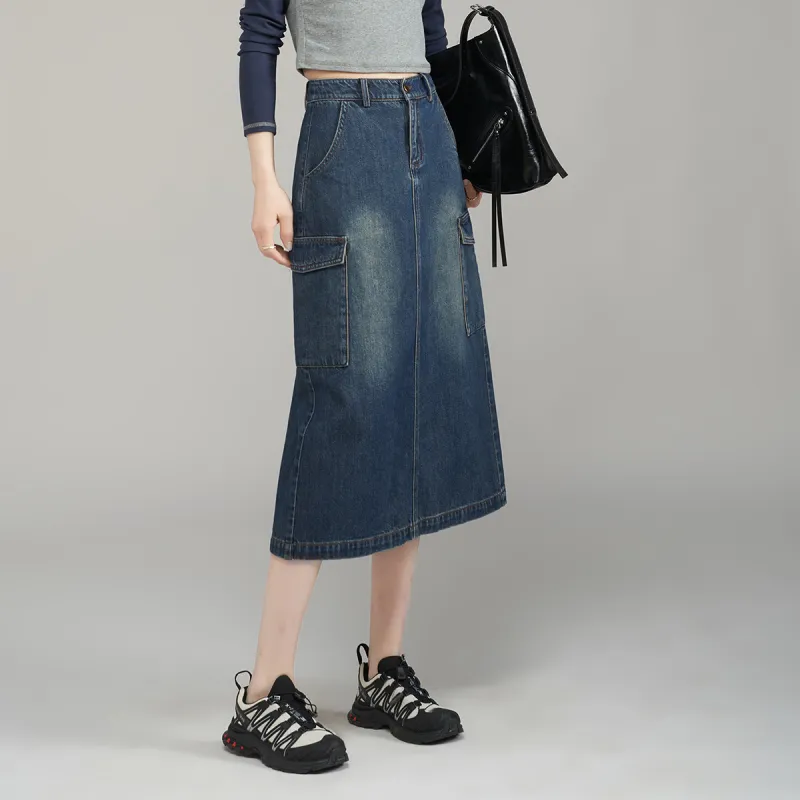 YALIDA Denim Long Skirts Women's-10