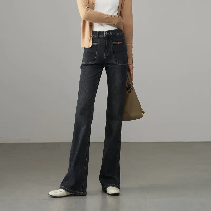 YALIDA Jeans Women's Dark Gray Blue-3