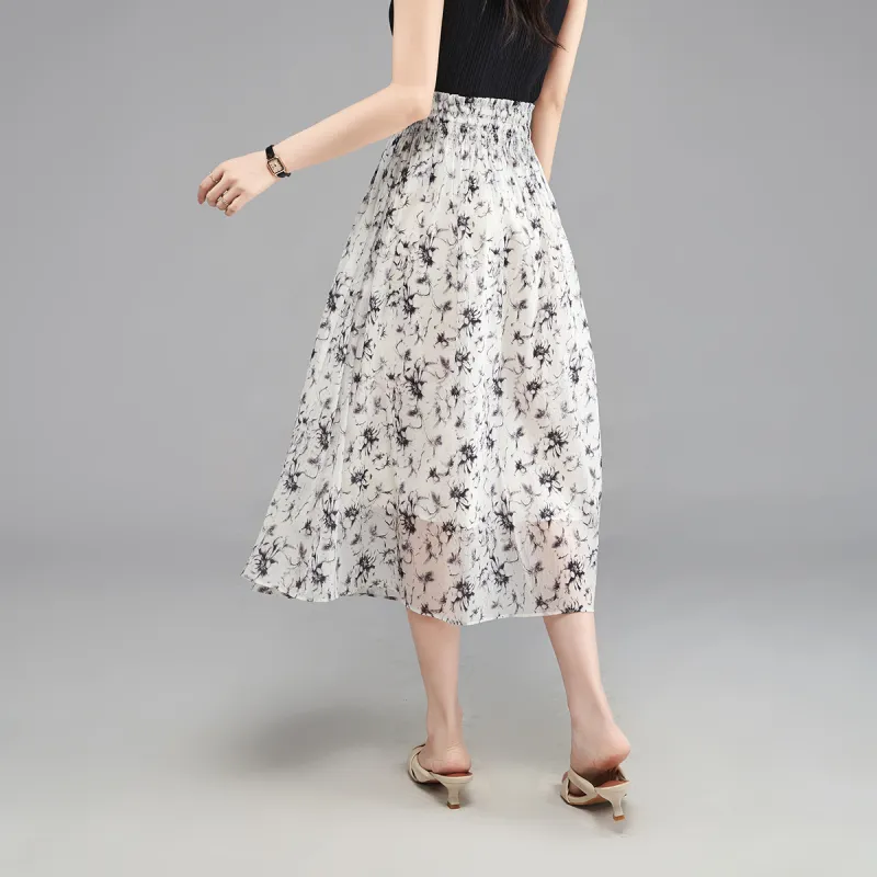 YALIDA Casual Long Skirts Women's Beige-4