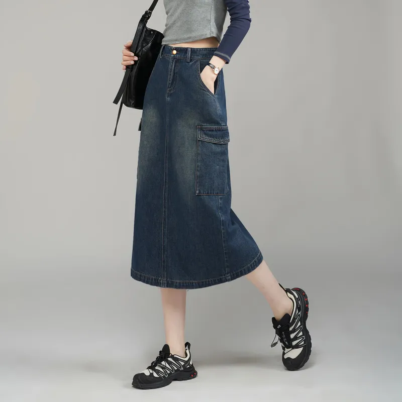 YALIDA Denim Long Skirts Women's-11